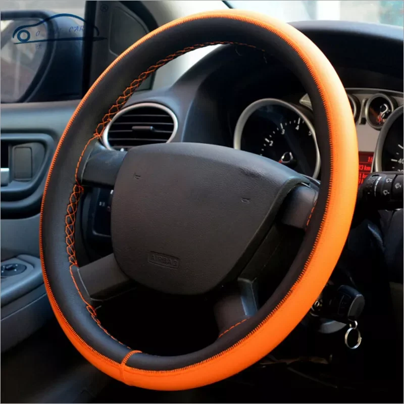 

SHI CAR Sports Steering Wheel Cover PU Leather Universal for 37cm-38cm Car Steering-wheel Covers DIY Hand-stitched