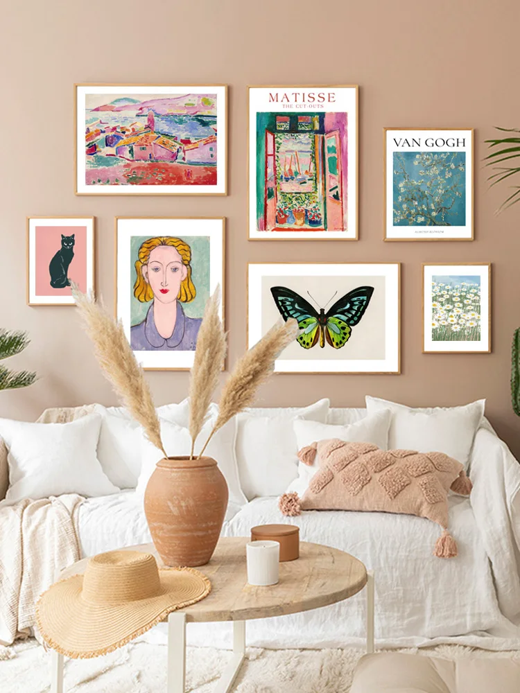 Abstract Butterfly Black Cat Blonde Hair  Wall Art Canvas Painting Nordic Posters And Prints Wall Pictures For Living Room Decor