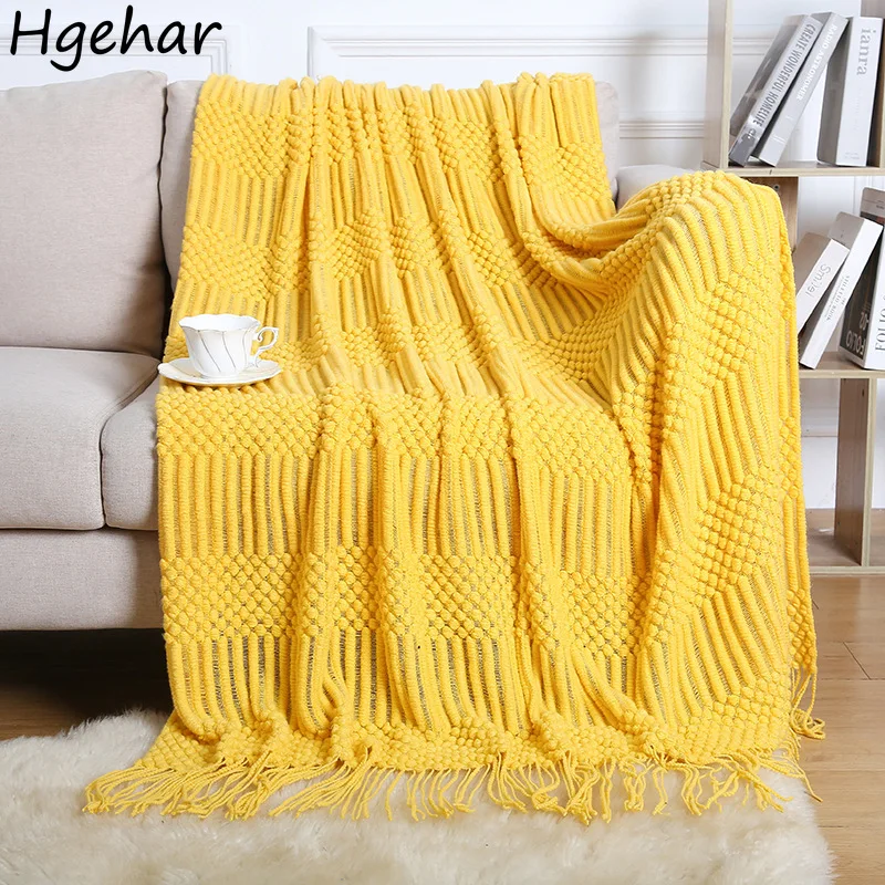 

Thread Blanket Classic Minimalist Vintage Tender Japan Style Solid Knitted Soft Sofa Nap Bedroom Travel Leisure 10 Colors Home