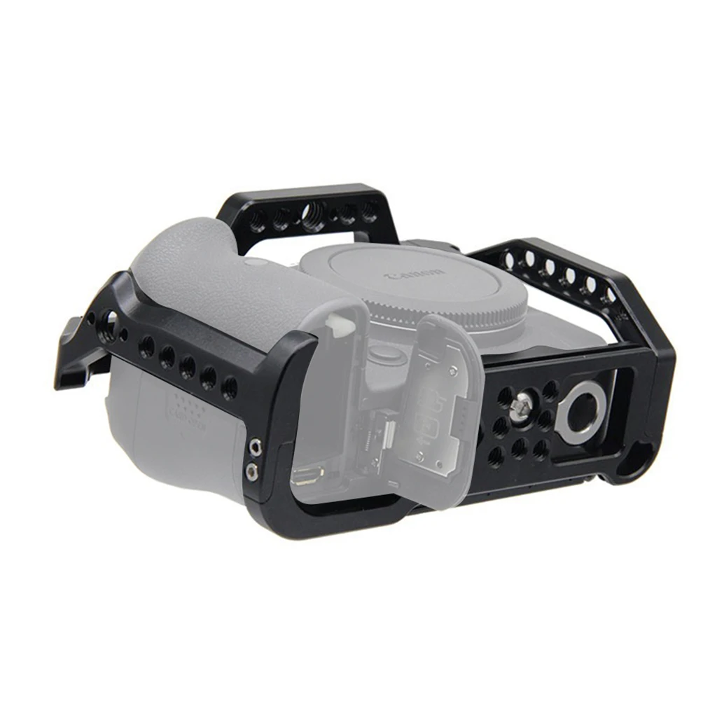 Aluminum Alloy Camera Cage for Canon EOS R6 R5 R5C Protective Frame Rig with Cold Shoe Handle Locating Holes 1/4 3/8 Screw Holes