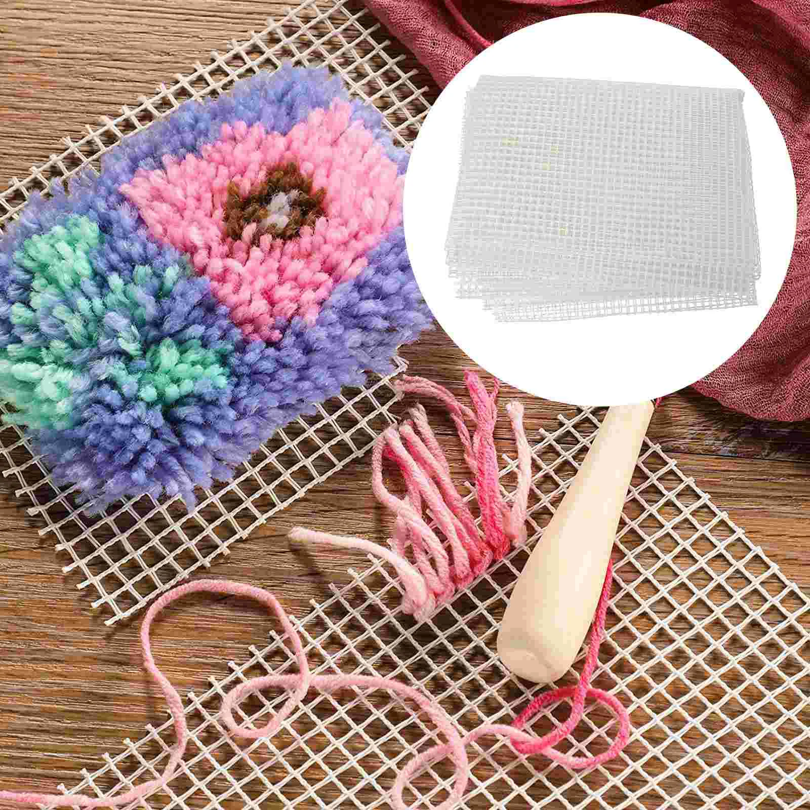 

Woven Mesh Fabric Latch Hook Embroidery Craft Tool Hooking Tapestry DIY Handmade Supply