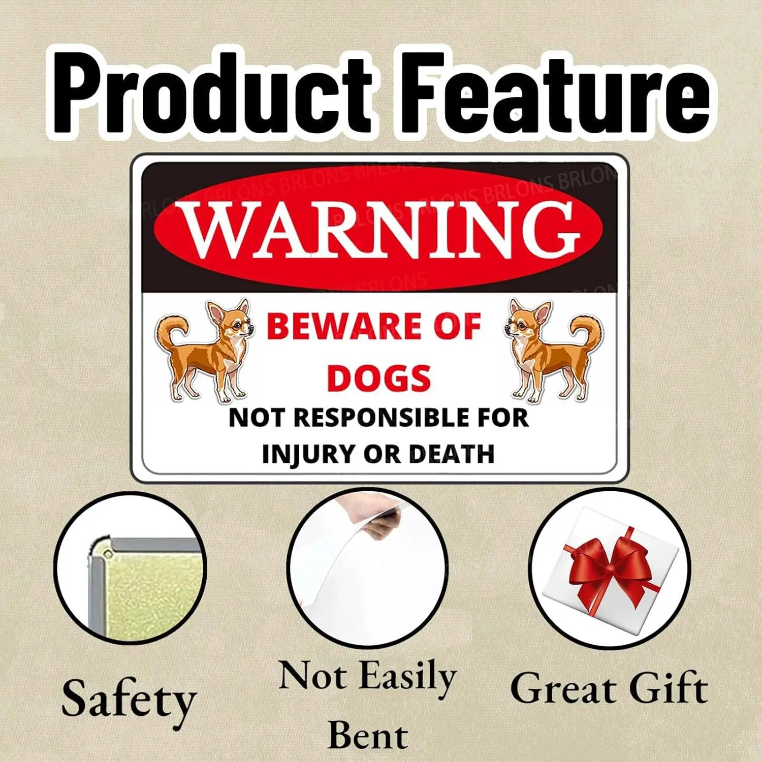 Metl Sgn Bewre Of Dogs Chhuhu не реагируется для njury или Deth Wrnng lumnum Vntge Tn забора на открытом