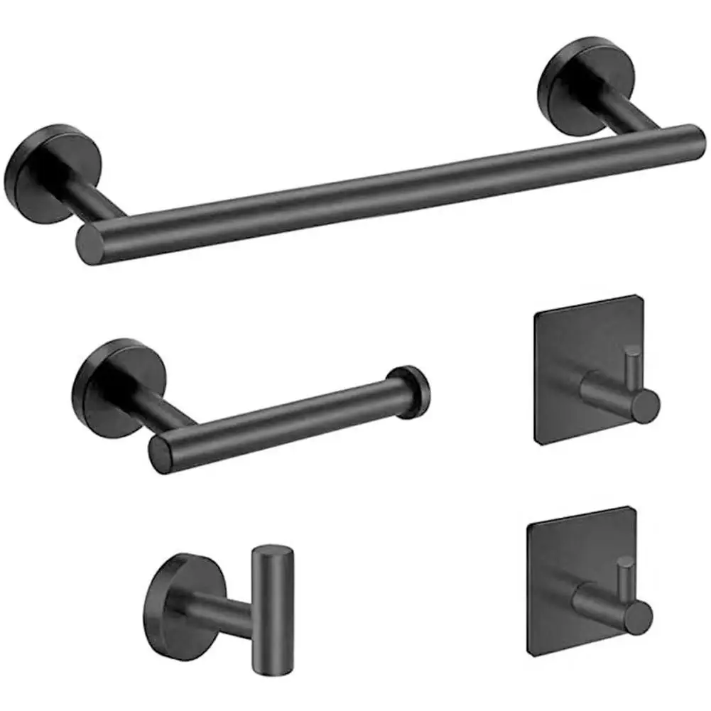 

Набор аксессуаров для ванной комнаты настенный держатель для полотенец стойка для туалетной бумаги из нержавеющей стали матовый черный Зо...