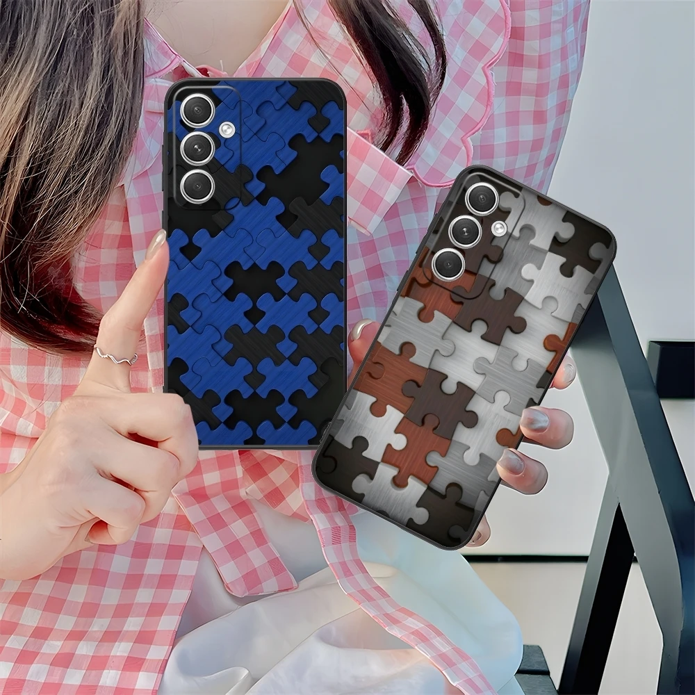 Чехол для мобильного телефона Puzzle Pretty Fashion Samsung M55 35 15 54 34 14 33 23 13 42 32 22 F55 12 5G черный