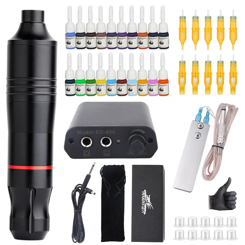 

Complete Professional Tattoo Machine Pen Needles Kits Permanent Makeup Machines Beginner Tattoo Supplies and Devices for Art