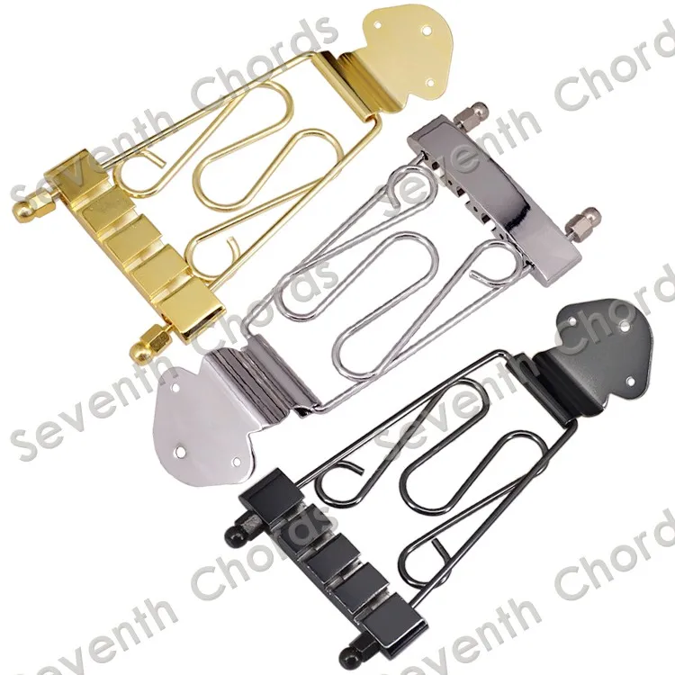 A Set 4 String Jazz Archtop Bass Guitar Trapeze Tailpiece with Wired Frame Hollow Semi Hollow - Chrome - Black - Gold for choose