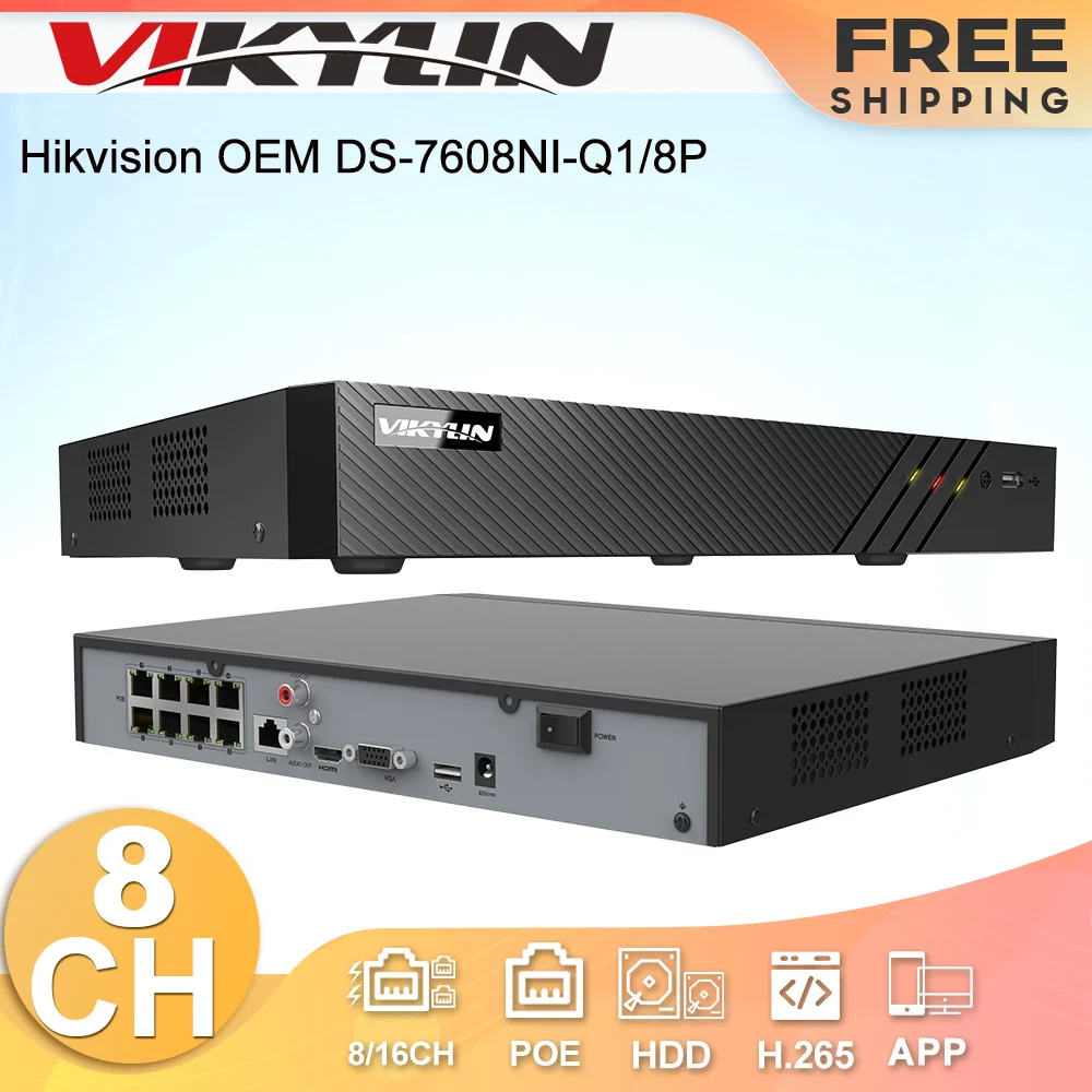 

Hikvision OEM 4K 8MP 8CH POE NVR DS-7608NI-Q1/8P H.265 + 1 SATA для IP-Камеры CCTV сетевой видеорегистратор