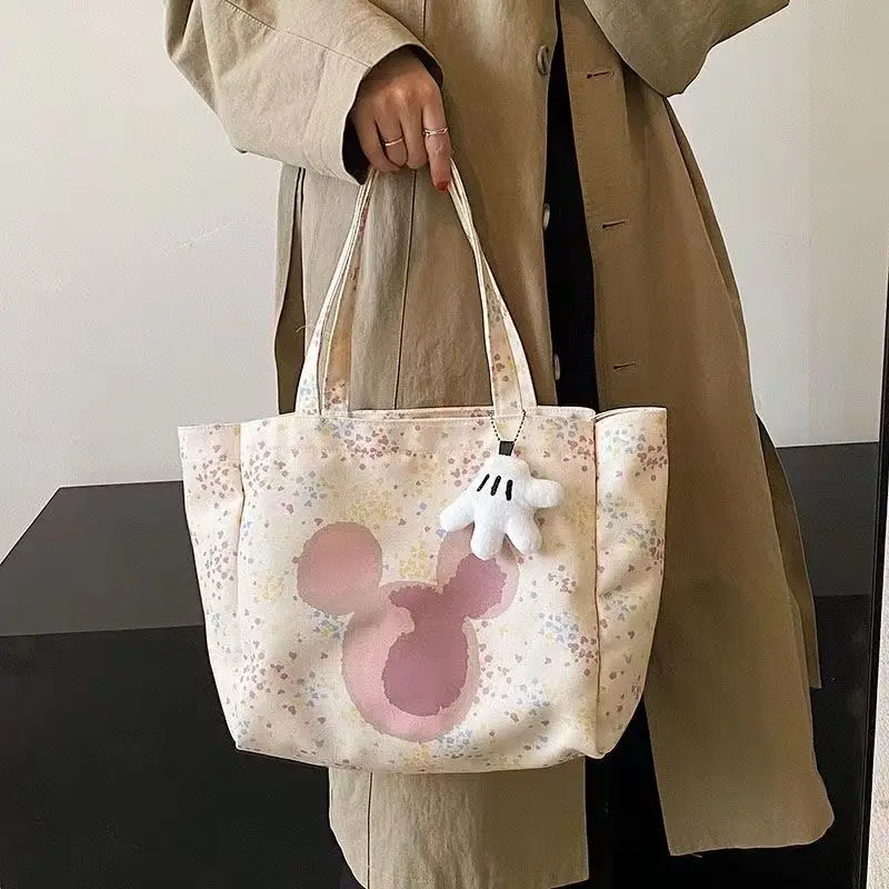 

Disney Tote Bag for Women Girl Large Capacity Shoulder Bag Mickey Mouse Canvas Durable Cute Handbags Designer Free Shipping