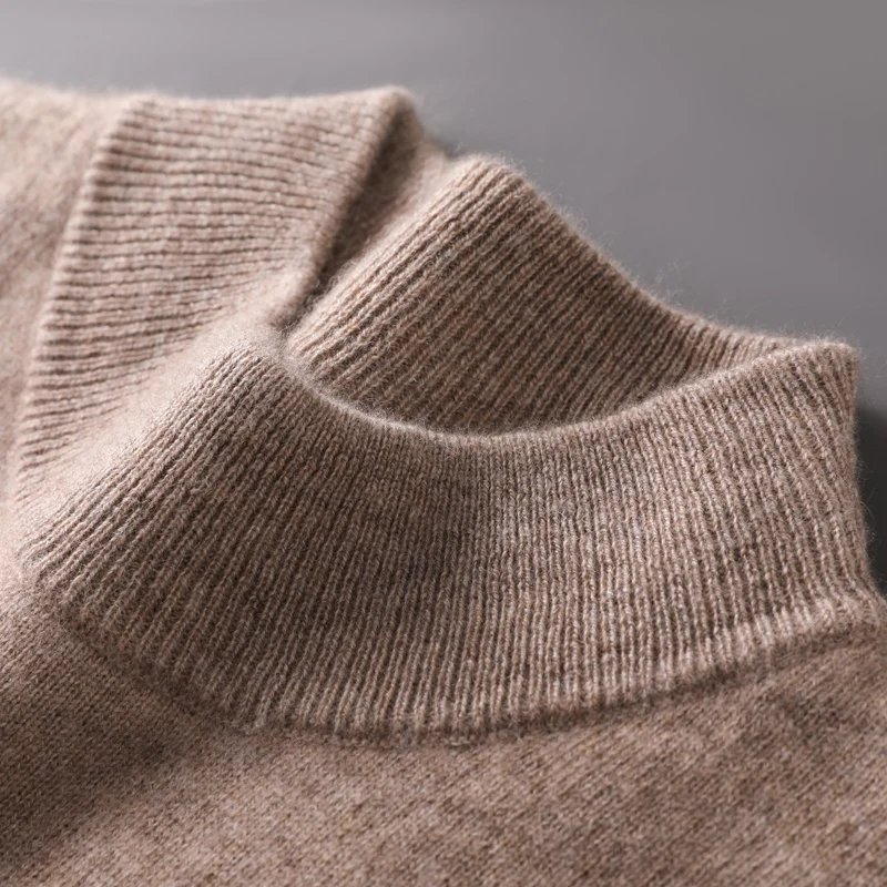 Новый мужской свитер из 100% козьего кашемира с воротником-стойкой пуловеры