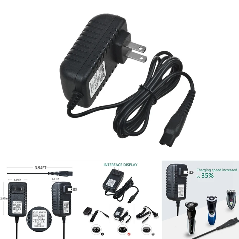 

5.4W 15V/0.36A Shaver Power Adapter Charger For Shaver HQ8505 AT790 AT810