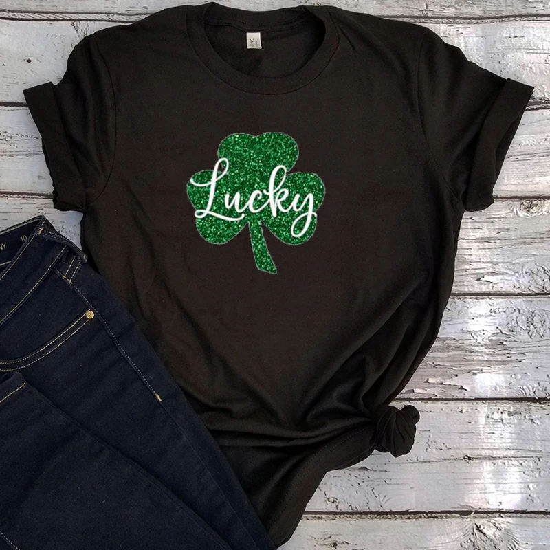 

2021 New St. Patricks Day Womens Irish Tshirt Shamrock Tee Kawaii Clothes Girls Aesthetic Fashion Tops Lucky Shirt XL L