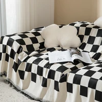 ins style living room sofa set all inclusive universal set checkerboard sofa towel full cover anti cat scratching sand release