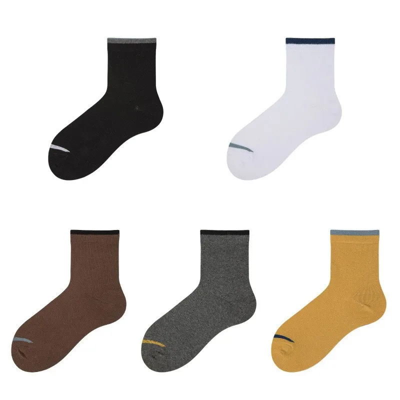 Four Seasons Men's Medium Tube Socks, All Cotton Stockings, Comfortable, Business, Sweat Absorption And Odor Prevention
