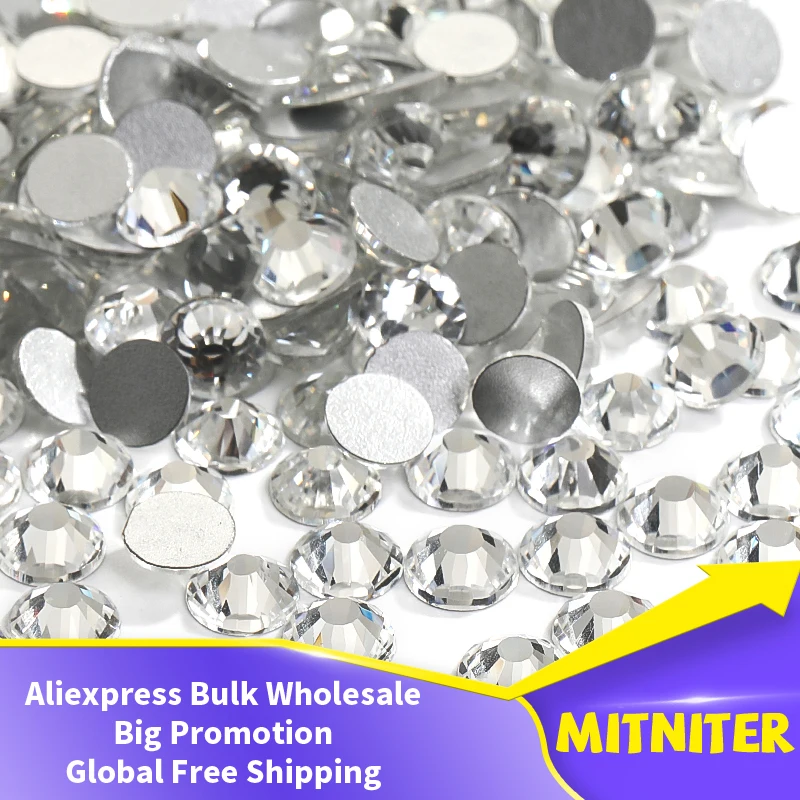 

Wholesale 1440Pcs Crystal Nails Art Glass Sticker Accessories Glitter DIY Diamond Non Hot Fix Flatback Rhinestones Decorations