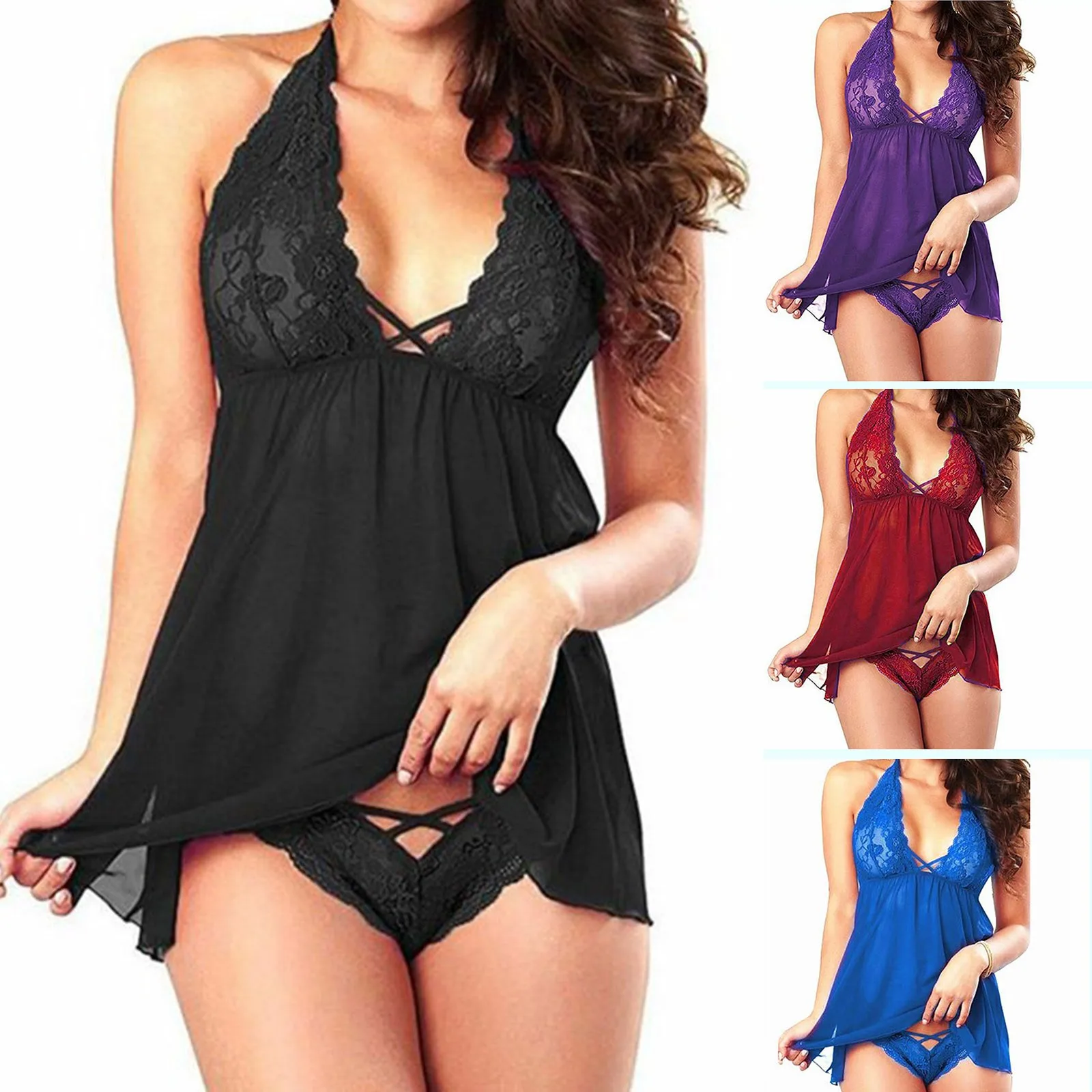 

Новые черные сексуальные платья, женская черная ночная рубашка с лямкой на шее, пижама на бретелях, сексуальное женское нижнее белье