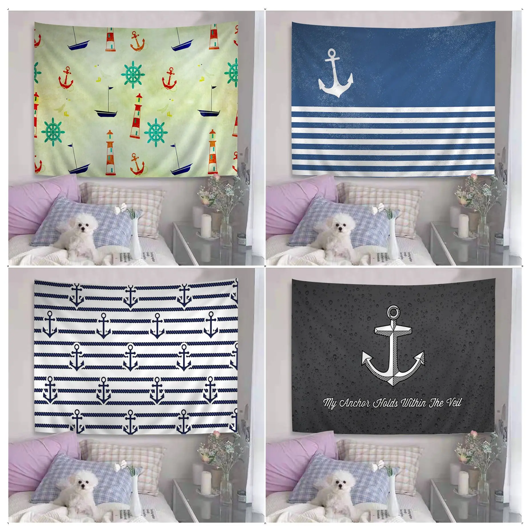 

Nautical Anchor Boat Navy Hippie Wall Hanging Tapestries For Living Room Home Dorm Decor Decor Blanket