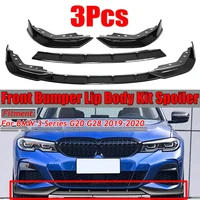 3pcs carbon fiber look black car front bumper splitter lip spoiler cover diffuser body kit for bmw 3 series g20 g28 2019 2020