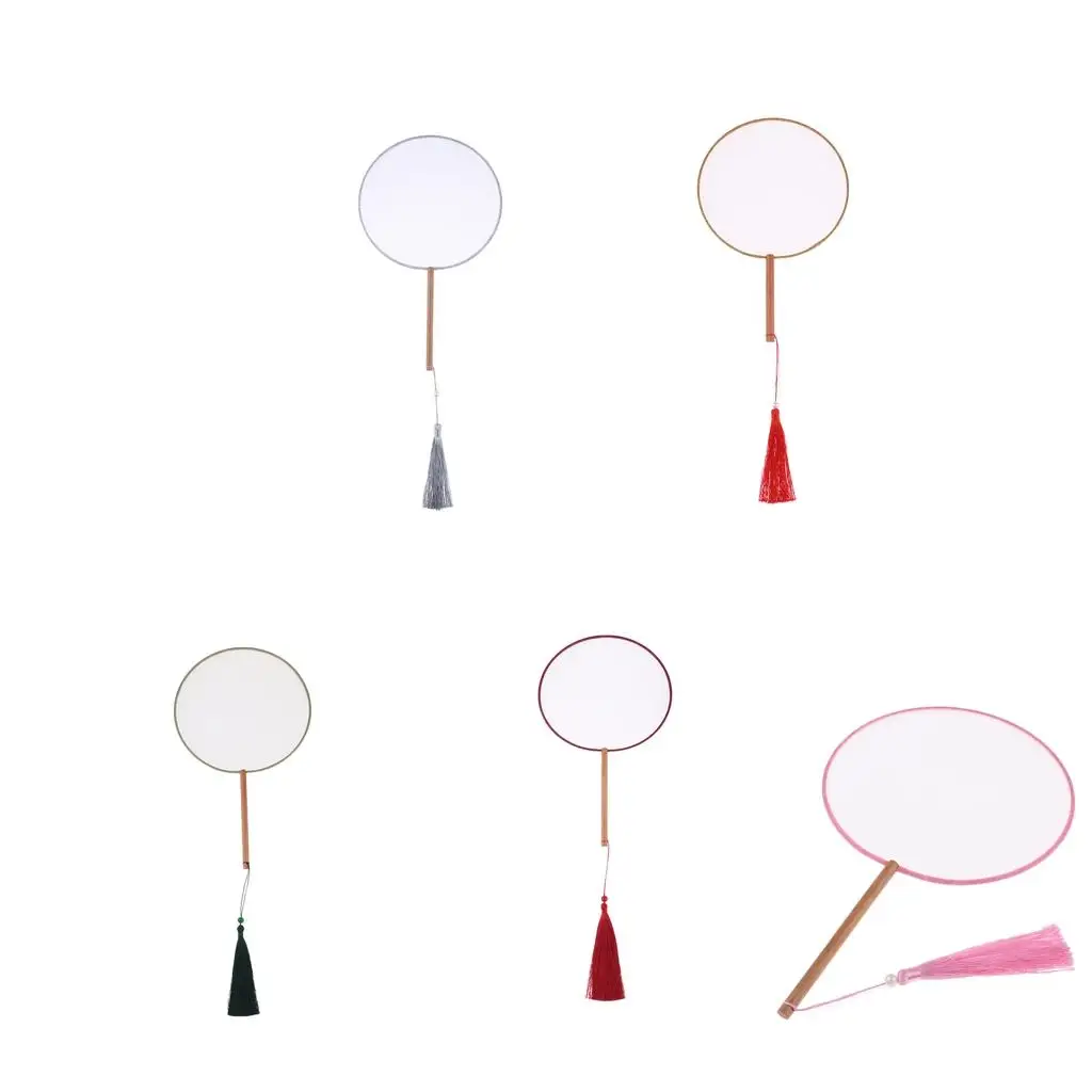 

Traditional Blank Chinese Court Round Fan with Wooden Handle painting Kit