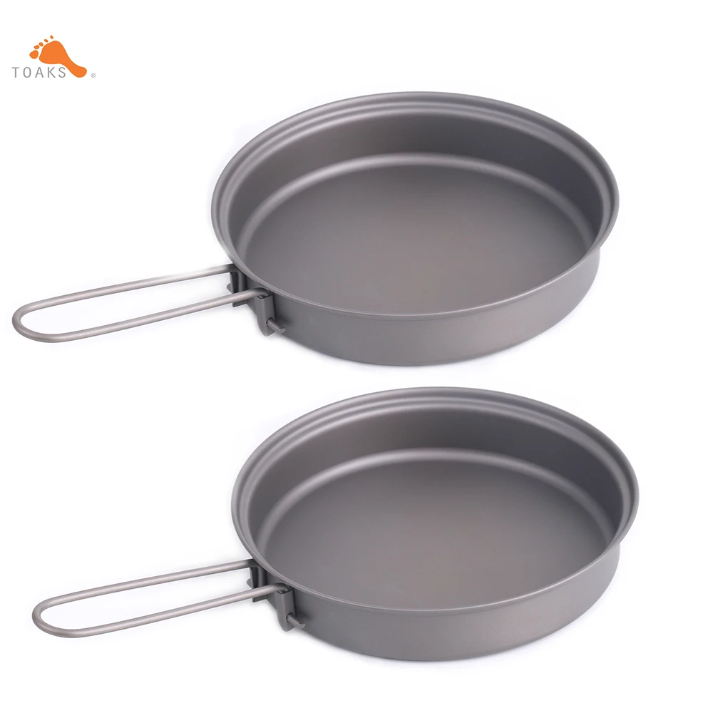 

TOAKS Titanium PAN-145 Ultralight Two Frying Pan Cookware With Folding Handle Outdoor Camping Utensils Cooking 71g D145mm