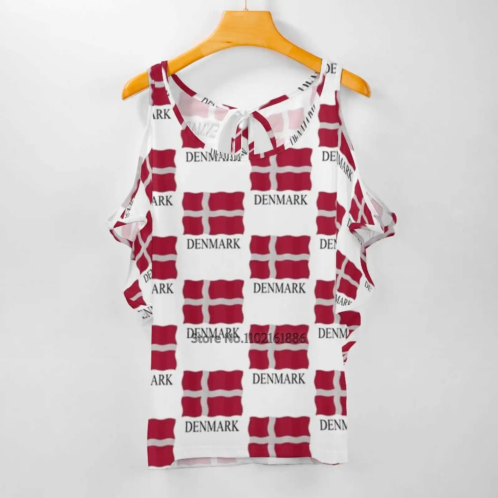 Сексуальная футболка на молнии с датским флагом повседневные топы пуловер
