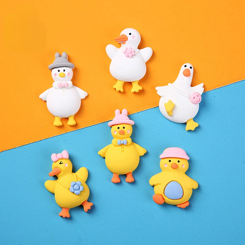 

10pcs Cartoon Kawaii Resin Mini Planar Duck Miniature Dollhouse Flatback Embellishment Scrapbooking Tools Accessories Material