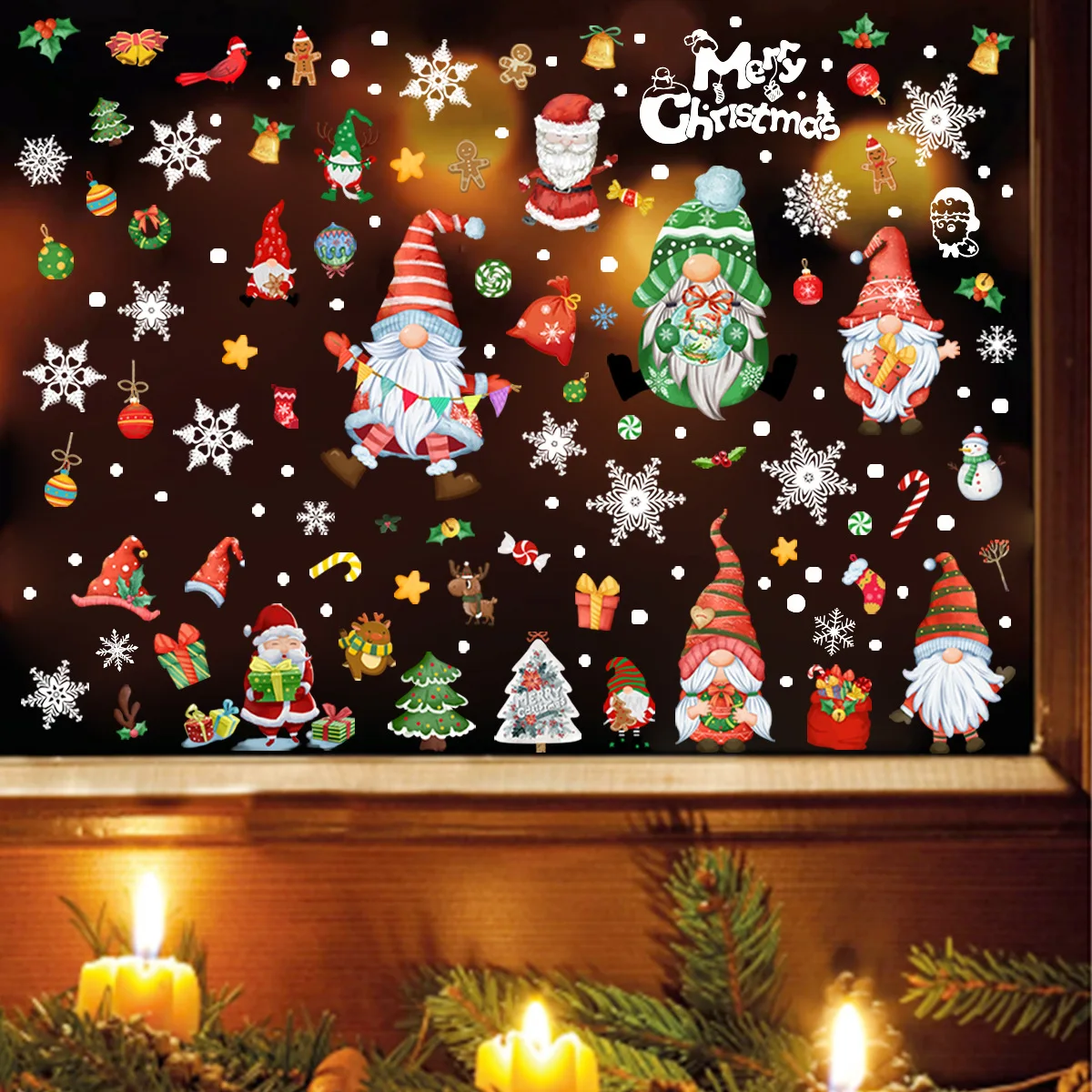 

9pcs Snowflake Stars Christmas Tree Wall Stickers Electrostatic Glass Window Stickers Home Decoration Mural Wall Sticker Dj4999