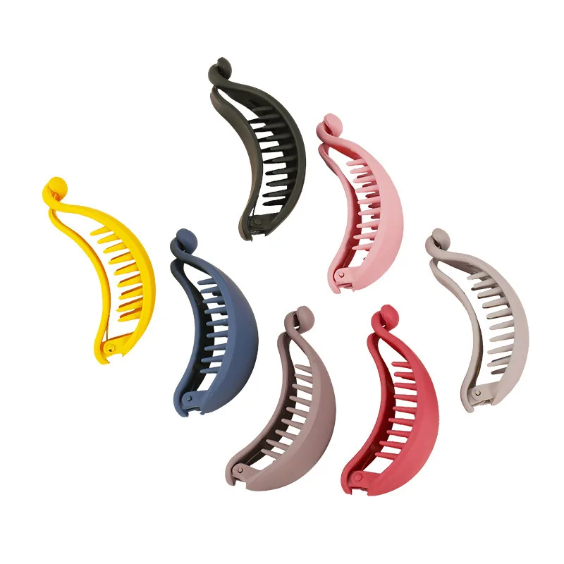 

Women Hair Accessories Frosted Candy Color Banana Shaped Claw Back Head Ornament Hair Clip Horsetail Clasp Cute Girls Headdress