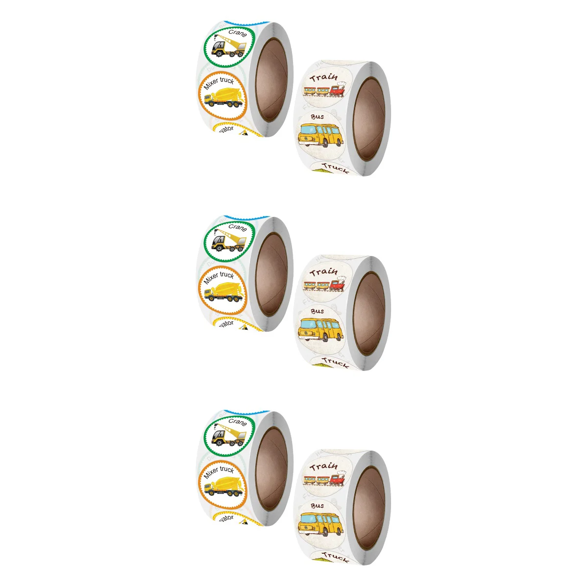 

6 Rolls Adhesive Children Student Rewards Vehicles Stickers Students Reward Stickers Vehicles Prints Decals for Children