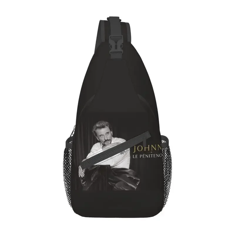 

Johnny Hallyday Rock Sling Chest Bag Custom French France Singer Shoulder Crossbody Backpack for Men Cycling Camping Daypack