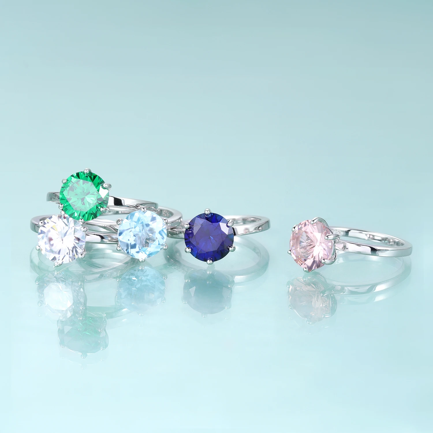 

Кольцо с камнем-талисманом GEM'S BEAUTY, классическое обручальное кольцо с круглым драгоценным камнем 8 мм, с шестью зубцами, стандартное серебряное кольцо, подарок для нее
