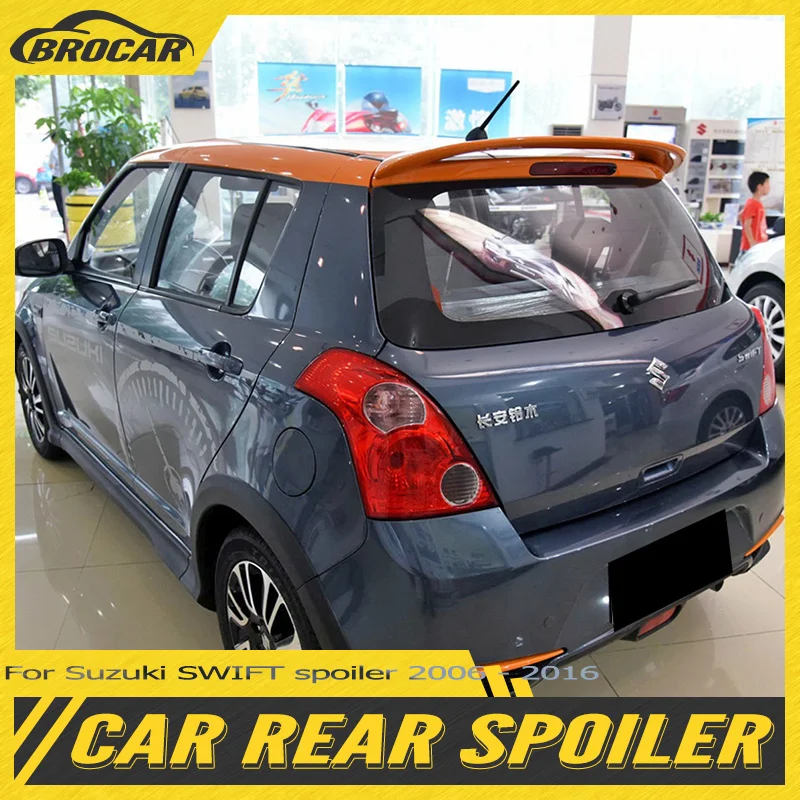 Спойлер для Suzuki SWIFT 2006-2016, высококачественный спойлер из АБС-пластика для задних дверей автомобиля, задний спойлер праймера цвета, глянцевое черное заднее крыло