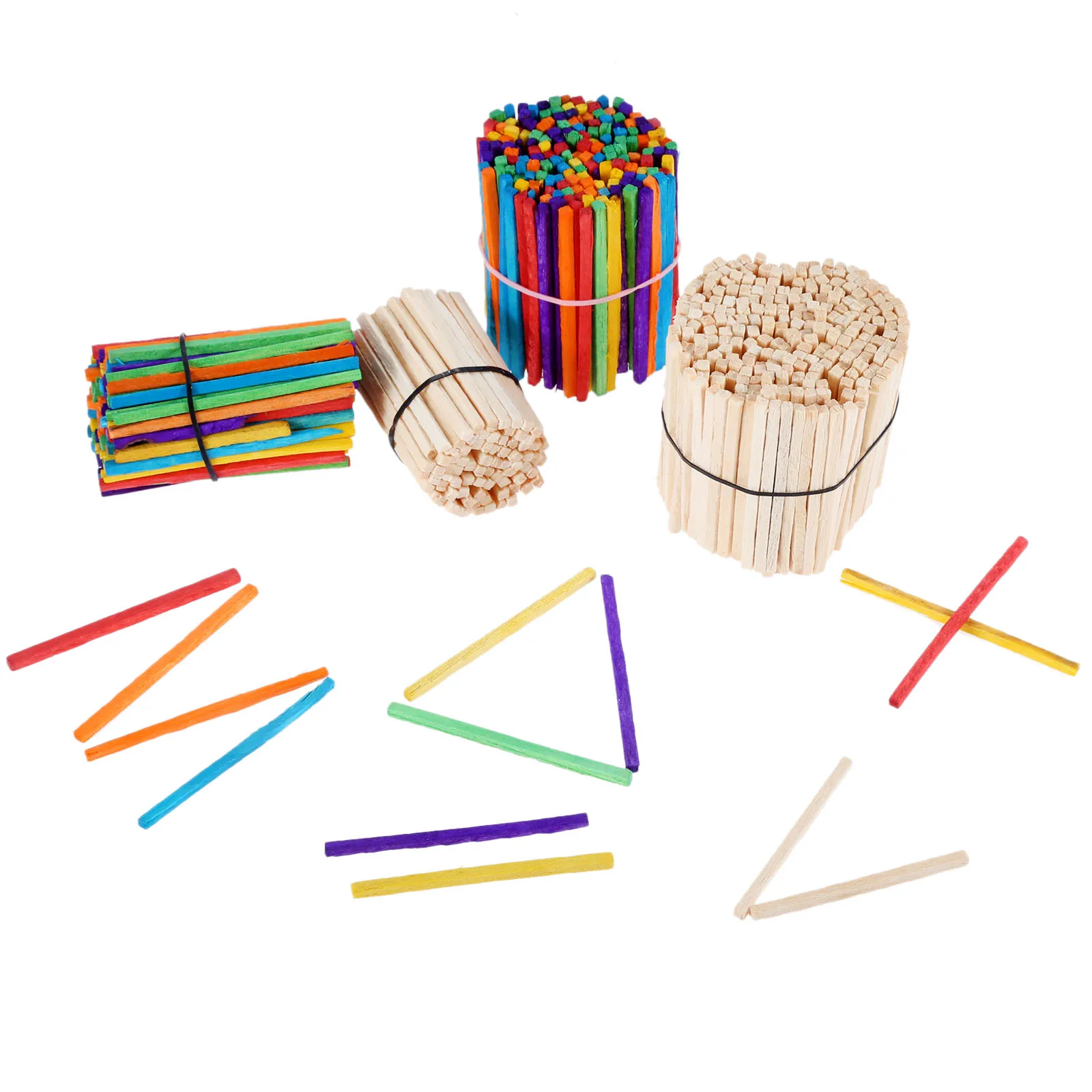 

500/1000Pcs 42mm*2mm Creative Wooden Sticks Wood Color/Multicolor DIY Manual Materials Aids Educational Learning Tools Nontoxic