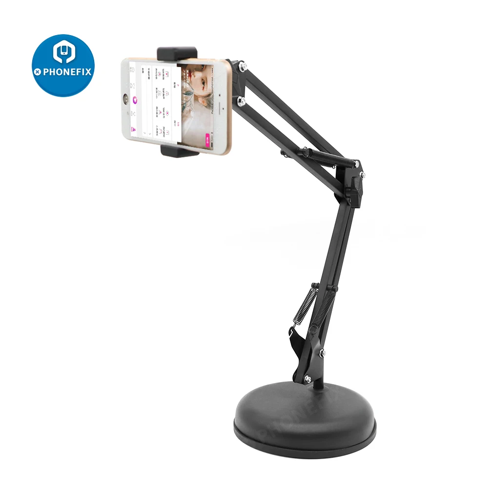 

360° Adjustable Articulating Boom Arm Stand Holder Overhead Tripod Video Stand Phone Holder For Mobile Phone Tablet Holder Clip