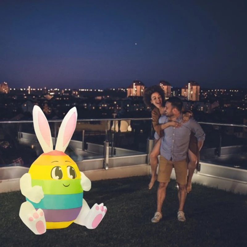 

1.5M Durable Stable Wear Resistant Yard Decoration Easter Bunny Egg Inflatable Toys With LED Light Fairy Lantern Easter Props