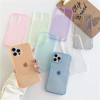 transparent candy colors phone case for iphone 11 13 12 pro max shockproof soft back cover coque