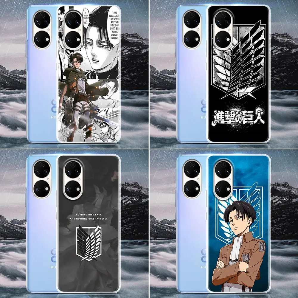 

Clear Phone Case for Huawei P20 Pro P30 P40 Pro Plus Lite 4G P50 Pro P Smart 2019 Case Soft attack on Titan Cover Levi Ackerman