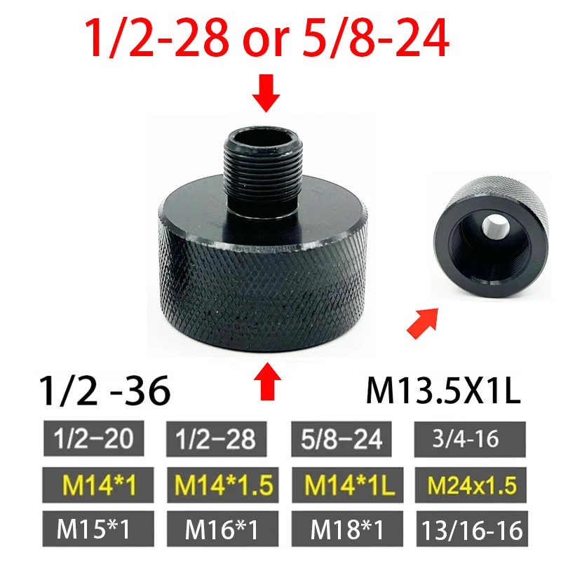 

1/2-28 5/8-24 1/2-20 M14X1 M14X1L M14X1.5 3/4-16 13/16-16 M15X1 M16X1 M18X1 M24X1.5 to 1/2-28 5/8-24 Barrel End Threaded Adapter