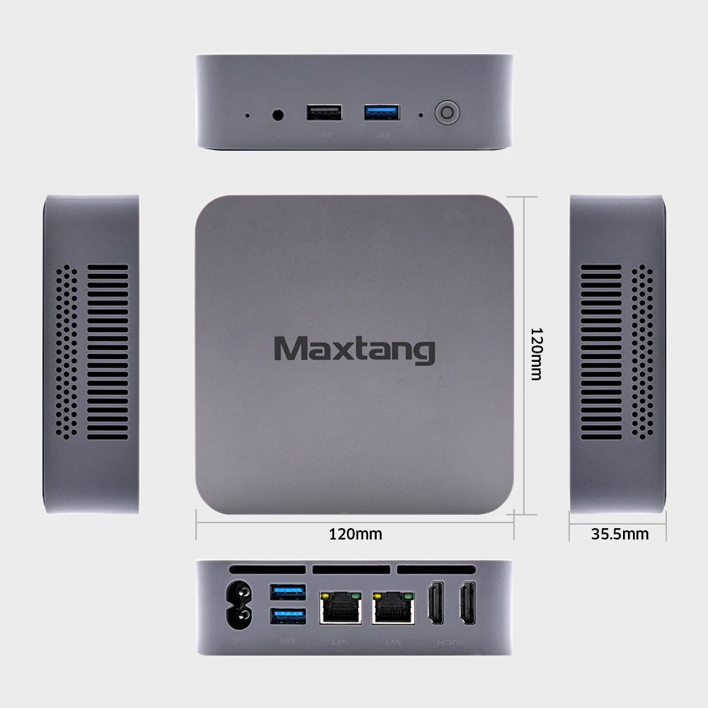 Maxtang Nas N100 Мини-ПК 2LAN Intel 12-й DDR4 16G 500G PCIe3.0 M.2 SSD Предварительно установленный Windows11 WIFI5
