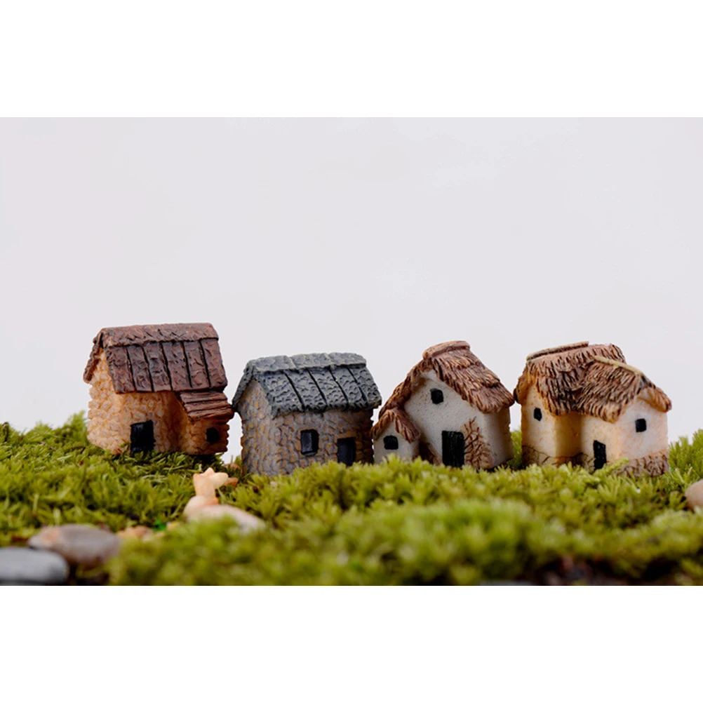 

Миниатюрный садовый домик, сказочный миниатюрный деревенский пейзаж, аксессуары, украшения для дома, статуи «сделай сам», домик, фигурки, хижина