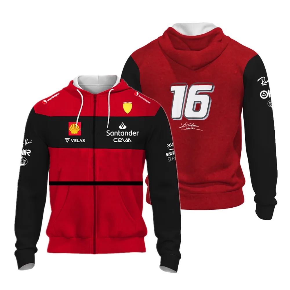 

New Hot Selling F1 Champion Team Ferrari Red Zip Hoodie 2022 Men And Women Racing Extreme Sports Enthusiast Sports Jacket