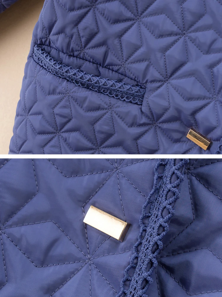 Buttons Parkas Women Fashion Turn Down Collar Coats Women Elegant Pockets Autumn Cotton Jackets Female Ladies Winter Jacket