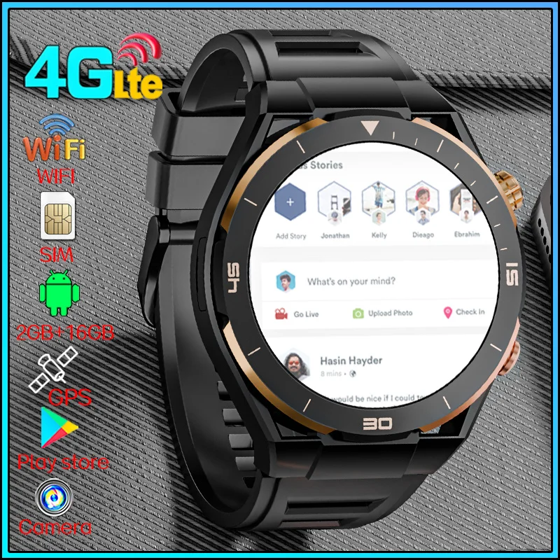 SmartWatch Мужские часы Ultimate Android os Смарт-часы 2024 HD Камера GPS 4G SIM-карта Вызов WIFI