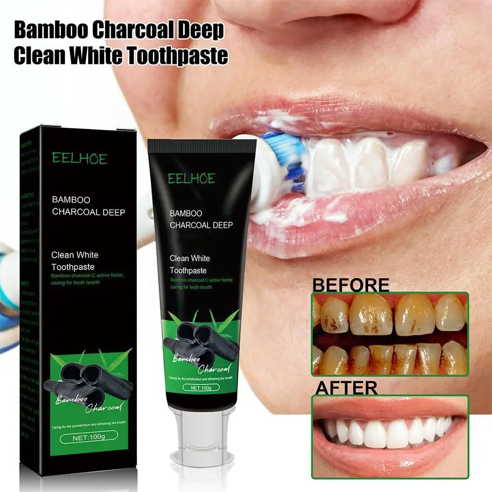 

110g Bamboo Charcoal Black Toothpaste Deep Clean Mint Teeth Bad Stains Beauty Flavor Care Maquiagem Whitening Breath Health V9Q2