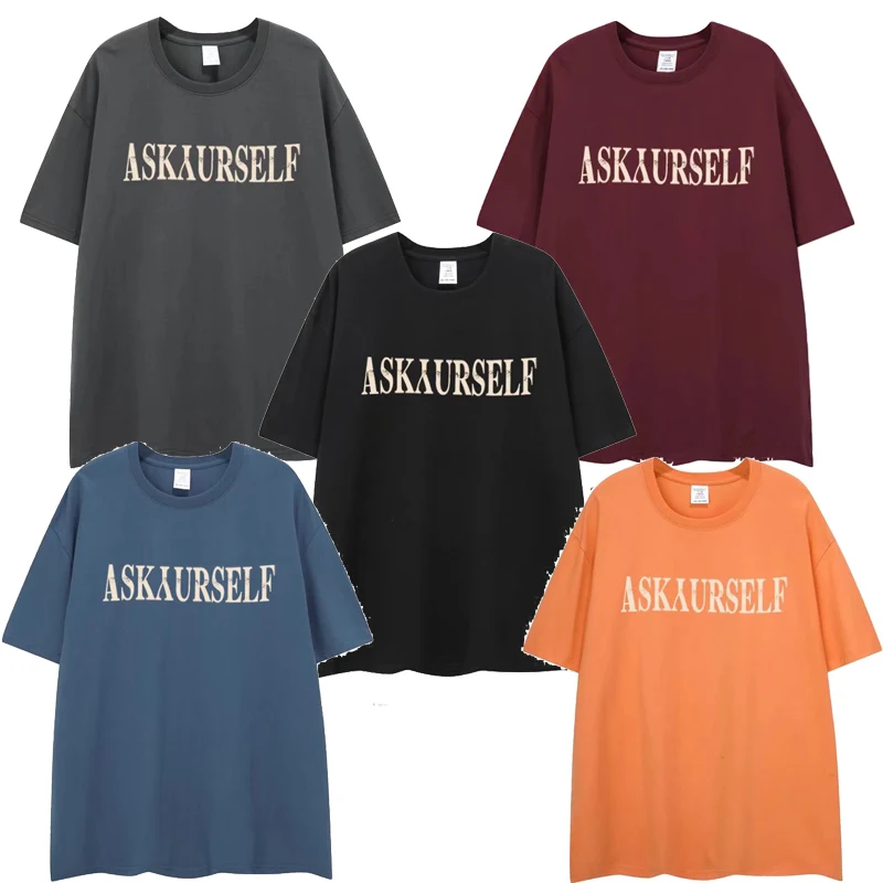

ASK Destruction Letters Slogan High Street T Shirt Askyurself Summer Cotton Short Sleeve T-Shirt