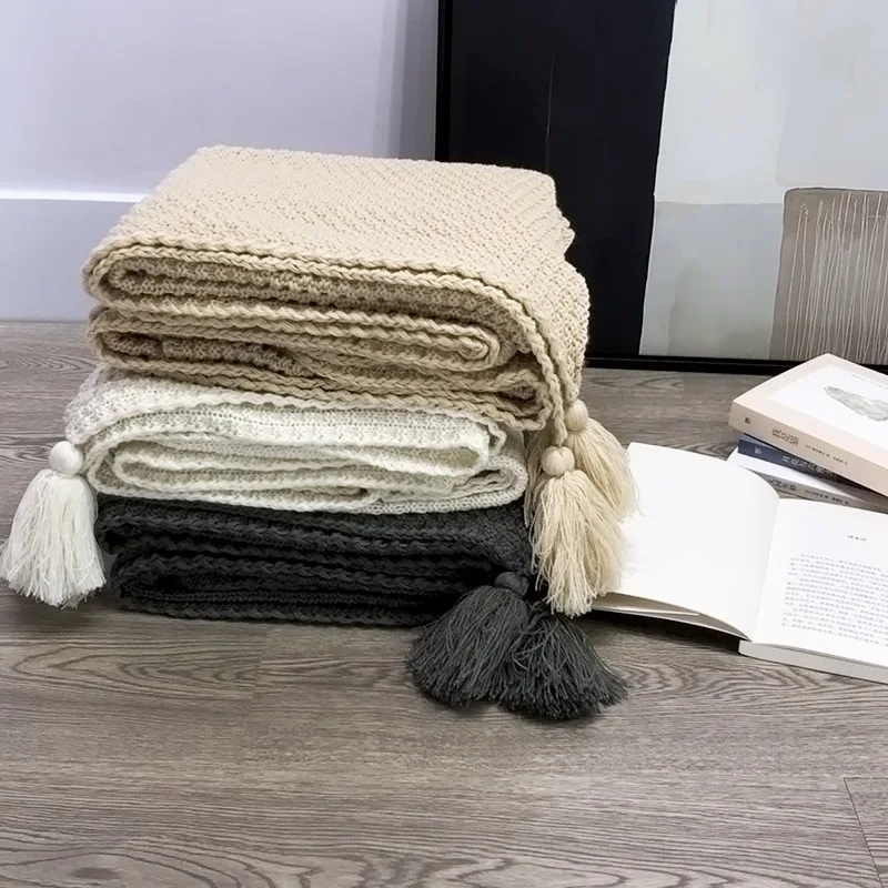 

Nordic Soft Cozy Knitted Throw Blankets with Tassels for Bed Sofa Cover Bedspread Plaid Home Decor Blankets Bedspread Dropship