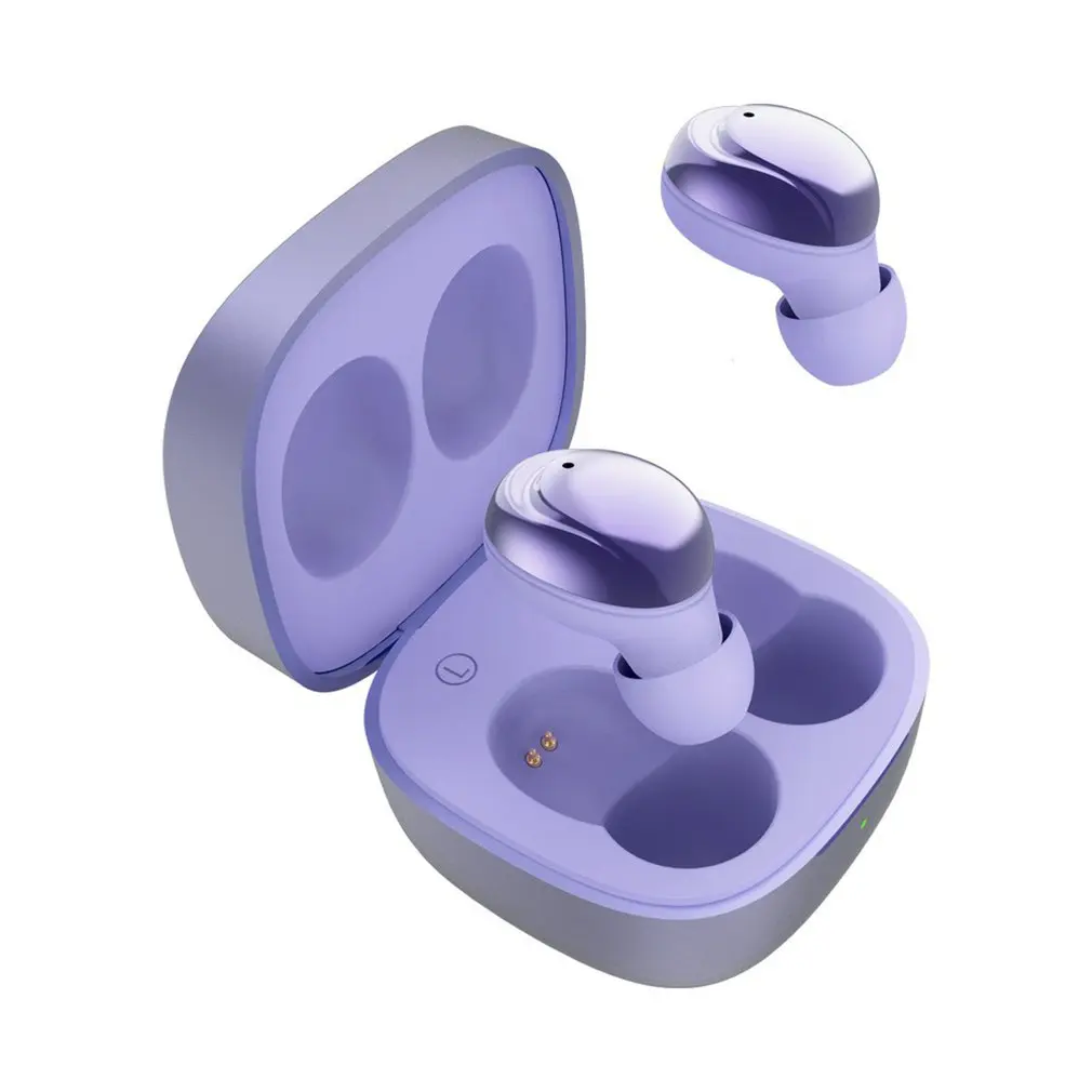 

New TWS Electroplated Bluetooth V5.1 Wireless Earbuds Fones Microphone Bass Stereo Purple Headphone Earphones For Phone