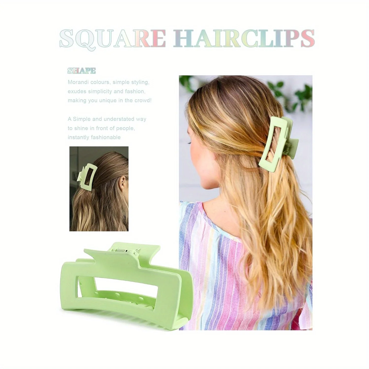 Большие заколки для волос женщин 6 шт. 3 98 дюйма квадратные нескользящие матовые