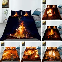 burning fire scenery duvet cover set kingqueen size fiery flame pattern bedding set for kids boys teens