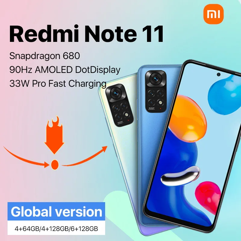 

Смартфон Xiaomi Redmi Note11, 64 ГБ, 128 ГБ, Snapdragon 680 восемь ядер, 6,43 дюйма, 33 Вт, быстрая зарядка, 50 МП, Redmi Note 11
