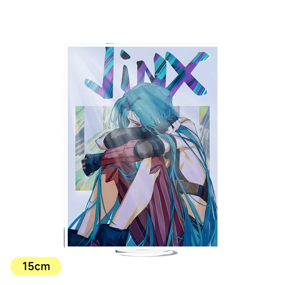Фото Arcane League of Legends Jinx Vi аниме акриловая акриловая подставка для косплея модель тарелка декор стола стоячий знак реквизит фанаты №5